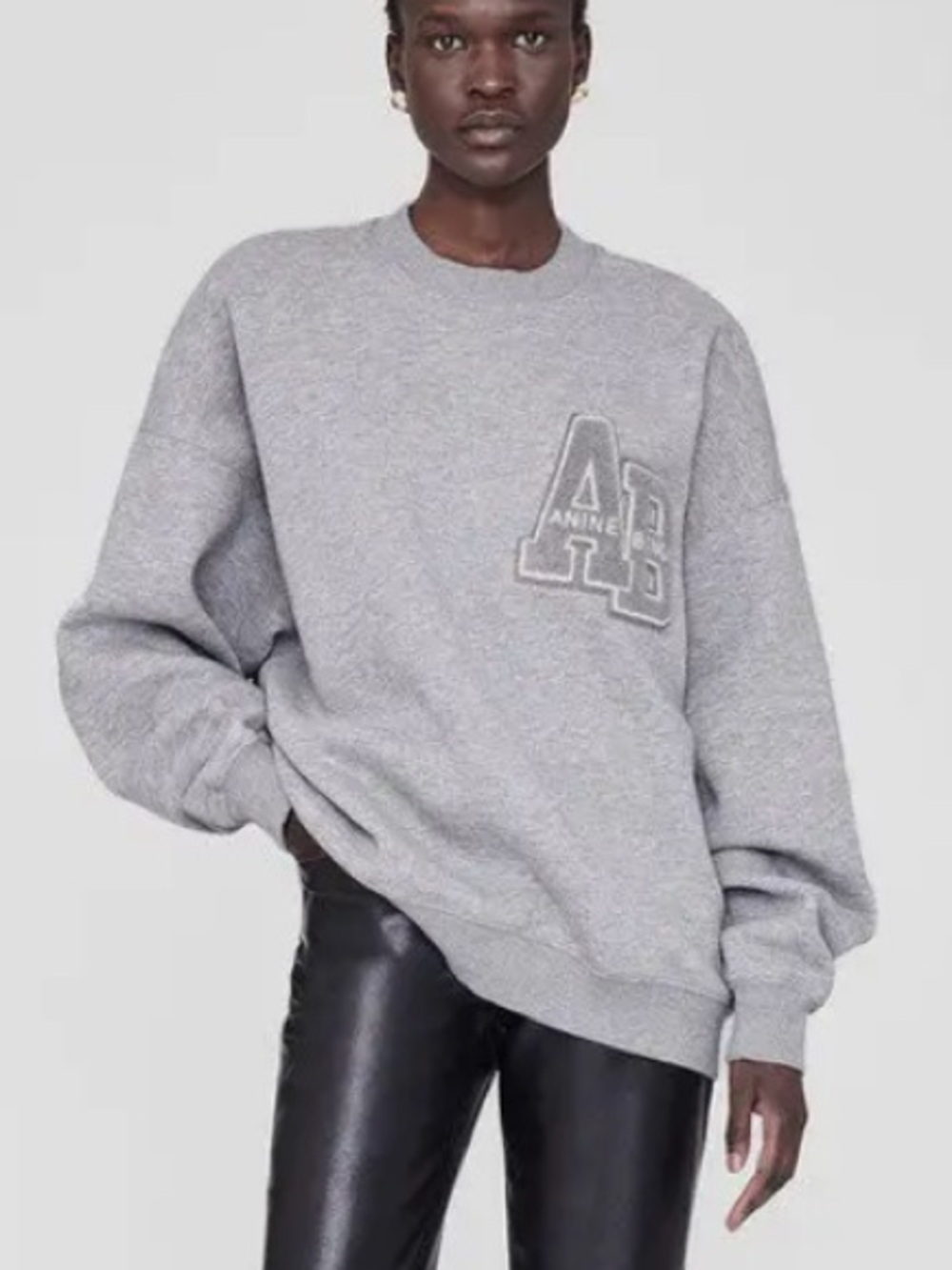 Anine Bing Miles Oversized Sweatshirt Letterman - Grey Size Medium